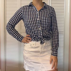 Blue and White gingham button down